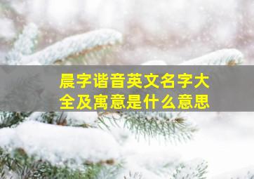 晨字谐音英文名字大全及寓意是什么意思