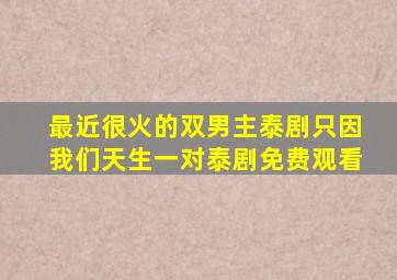 最近很火的双男主泰剧只因我们天生一对泰剧免费观看