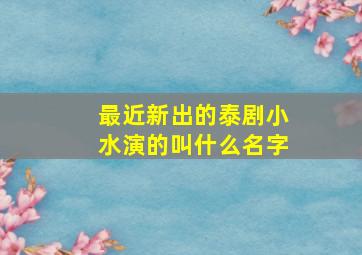 最近新出的泰剧小水演的叫什么名字