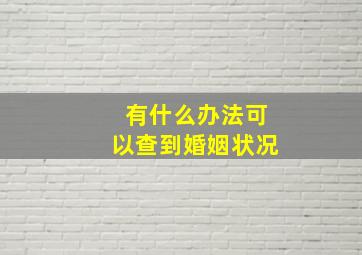 有什么办法可以查到婚姻状况