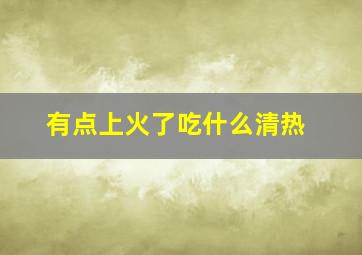 有点上火了吃什么清热