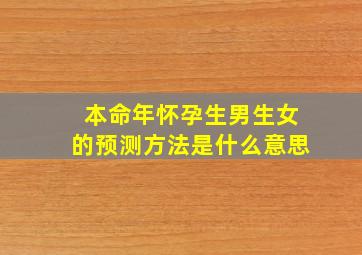 本命年怀孕生男生女的预测方法是什么意思