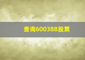 查询600388股票