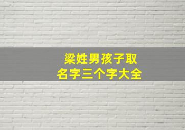 梁姓男孩子取名字三个字大全