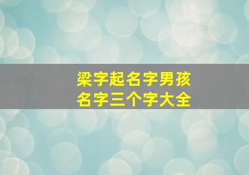 梁字起名字男孩名字三个字大全