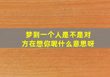 梦到一个人是不是对方在想你呢什么意思呀