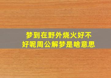 梦到在野外烧火好不好呢周公解梦是啥意思