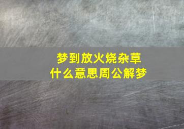 梦到放火烧杂草什么意思周公解梦