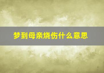 梦到母亲烧伤什么意思