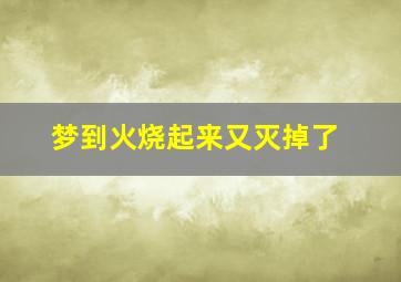 梦到火烧起来又灭掉了