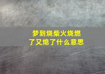 梦到烧柴火烧燃了又熄了什么意思