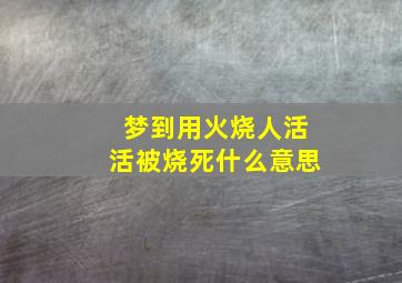 梦到用火烧人活活被烧死什么意思