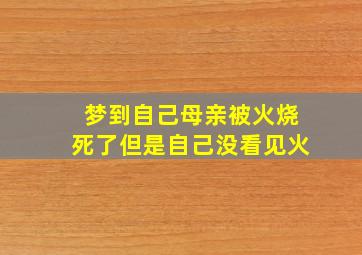 梦到自己母亲被火烧死了但是自己没看见火