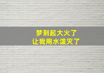 梦到起大火了让我用水泼灭了