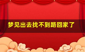 梦见出去找不到路回家了