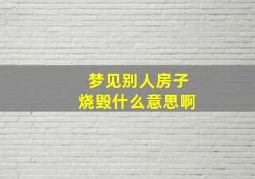 梦见别人房子烧毁什么意思啊