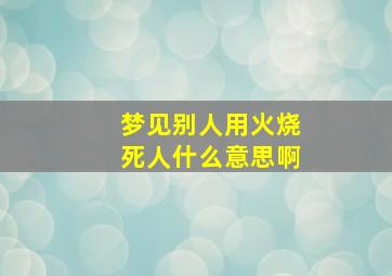 梦见别人用火烧死人什么意思啊