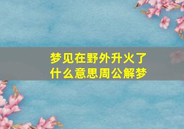 梦见在野外升火了什么意思周公解梦