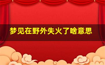 梦见在野外失火了啥意思