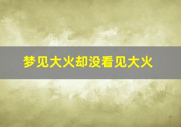 梦见大火却没看见大火