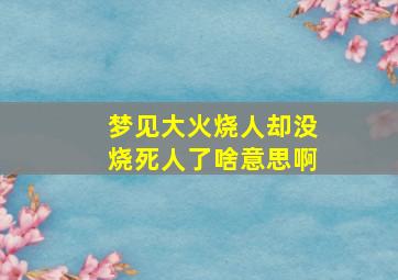 梦见大火烧人却没烧死人了啥意思啊