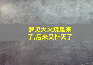 梦见大火烧起来了,后来又扑灭了