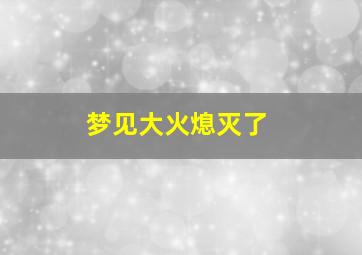 梦见大火熄灭了