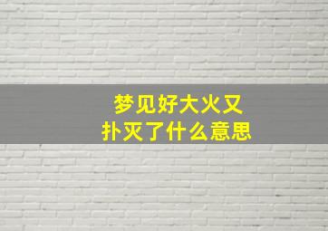 梦见好大火又扑灭了什么意思