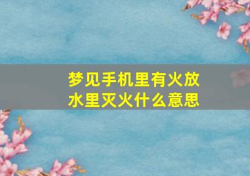 梦见手机里有火放水里灭火什么意思