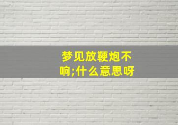 梦见放鞕炮不响;什么意思呀