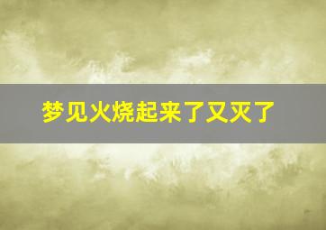 梦见火烧起来了又灭了