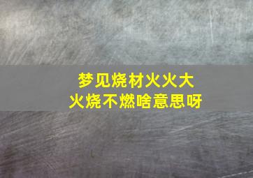 梦见烧材火火大火烧不燃啥意思呀