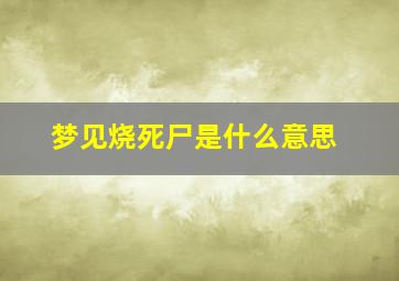 梦见烧死尸是什么意思