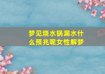 梦见烧水锅漏水什么预兆呢女性解梦