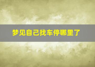 梦见自己找车停哪里了