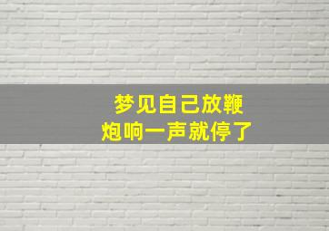 梦见自己放鞭炮响一声就停了