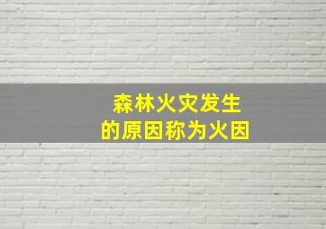 森林火灾发生的原因称为火因