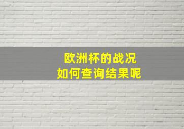 欧洲杯的战况如何查询结果呢