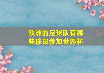 欧洲的足球队有哪些球员参加世界杯