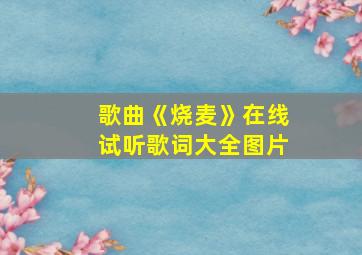 歌曲《烧麦》在线试听歌词大全图片