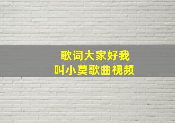 歌词大家好我叫小莫歌曲视频