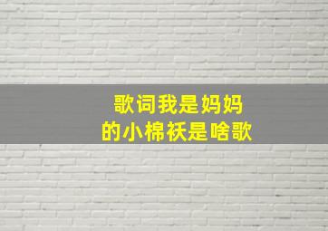 歌词我是妈妈的小棉袄是啥歌