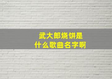 武大郎烧饼是什么歌曲名字啊