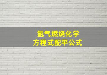 氢气燃烧化学方程式配平公式