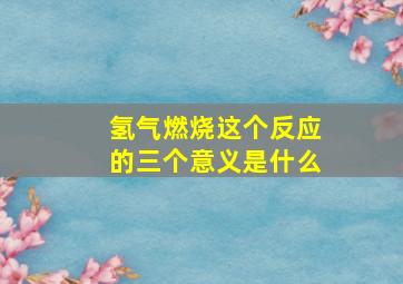 氢气燃烧这个反应的三个意义是什么