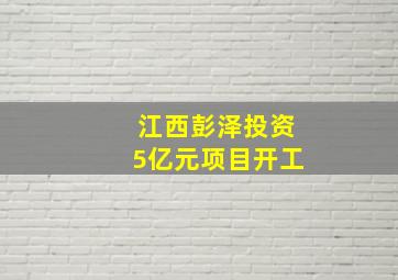 江西彭泽投资5亿元项目开工