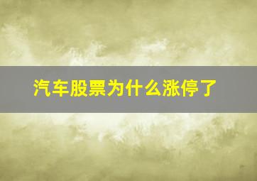 汽车股票为什么涨停了