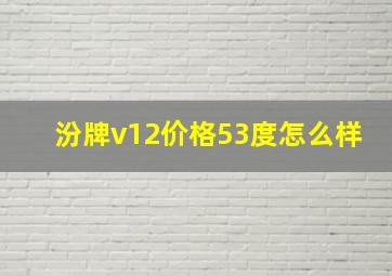 汾牌v12价格53度怎么样