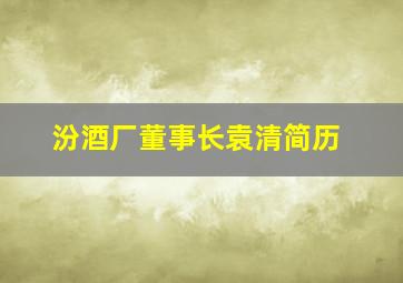 汾酒厂董事长袁清简历