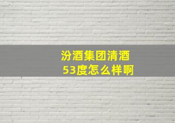 汾酒集团清酒53度怎么样啊